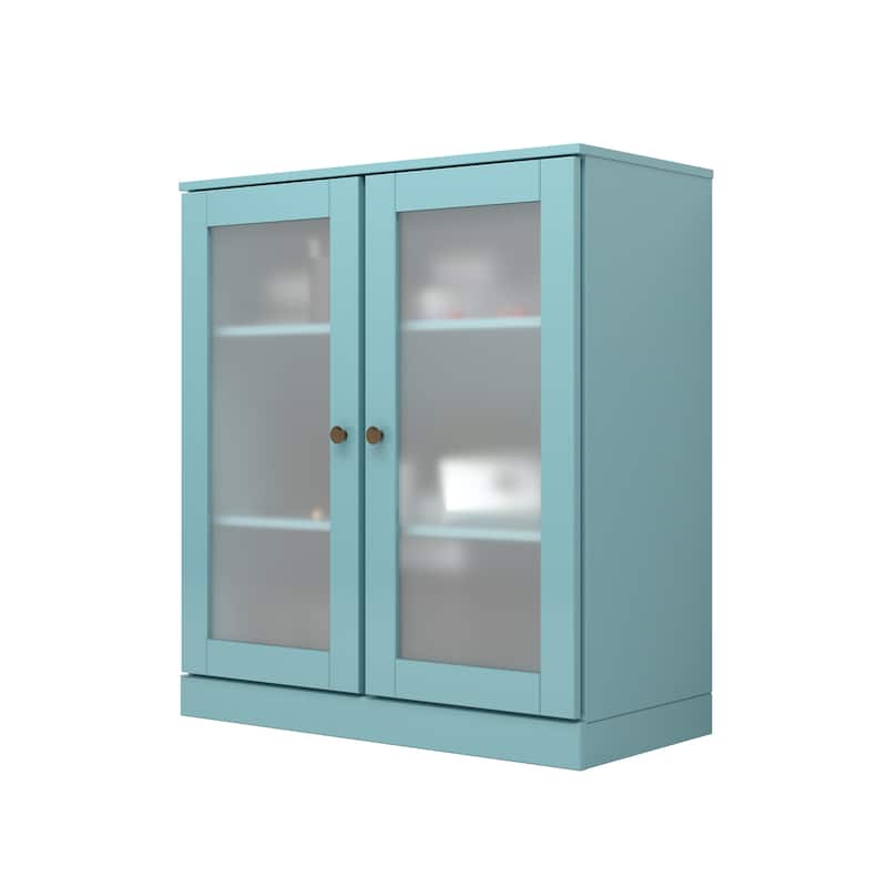 Palace Imports 100% Solid Wood TV Stand with Frosted Glass Doors for TVs up to 32"