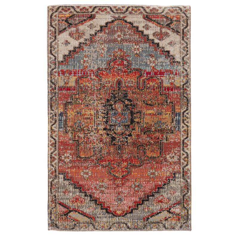 Cicero Indoor and Outdoor Medallion Area Rug - 2' x 3' - Multicolor/Orange