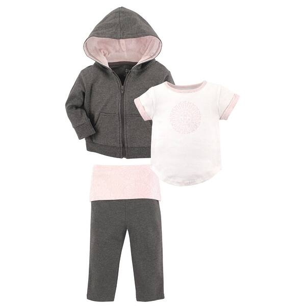 slide 1 of 1, Yoga Sprout Toddler Girl Cotton Hoodie, Tee Top, and Pant, Scroll Toddler 2T - Scroll Toddler