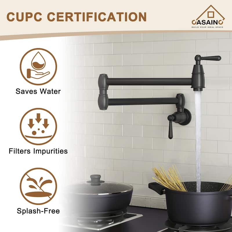 1.8 GPM Vintage Wall Mounted Pot Filler Kitchen Sink Faucet