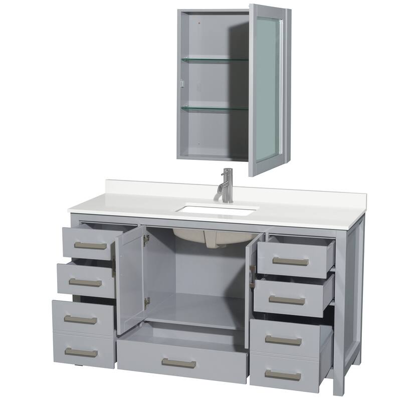 Wyndham Collection WCS141460S-QTZ-UNSMED Sheffield 60" Free Standing