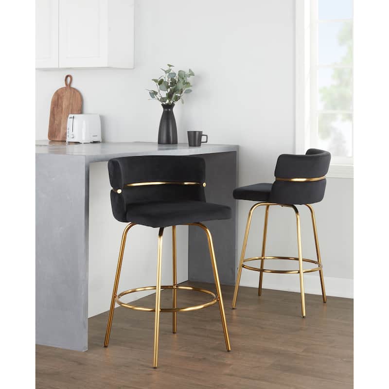 Silver Orchid Lena 26" Fixed-Height Counter Stool (Set of 2)