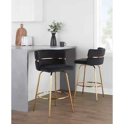Silver Orchid Lena 26" Fixed-Height Counter Stool (Set of 2)