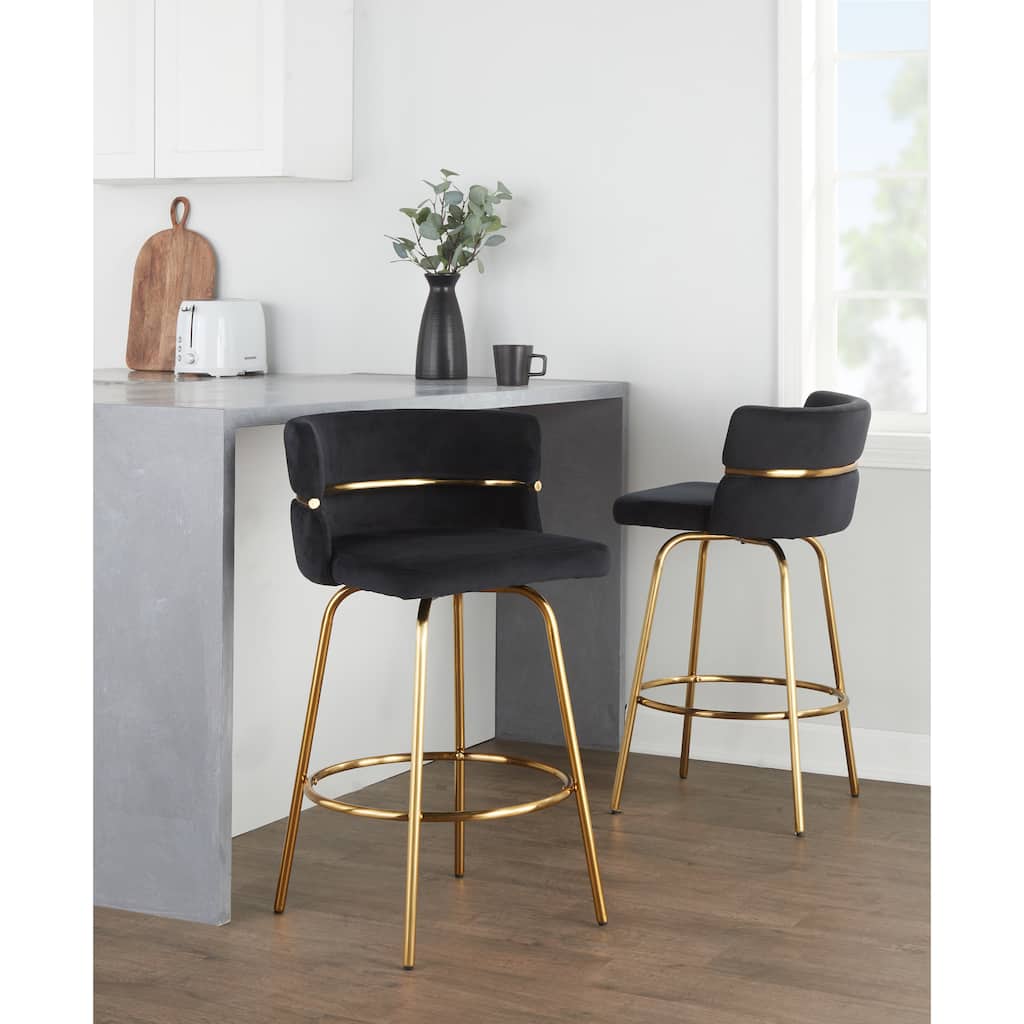 Silver Orchid Lena 26" Fixed-Height Counter Stool (Set of 2)