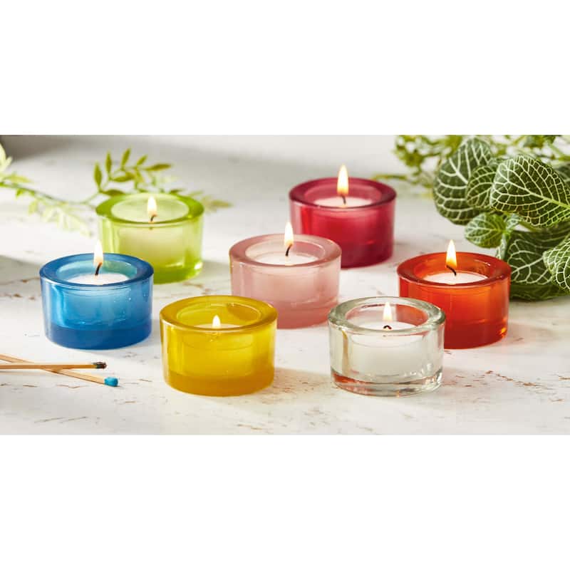 Chunky Rose Tealight Holder - Glass Candle Holder for Tealight & Votive Candles, Everyday Use, 1.5" H x 2.5" W