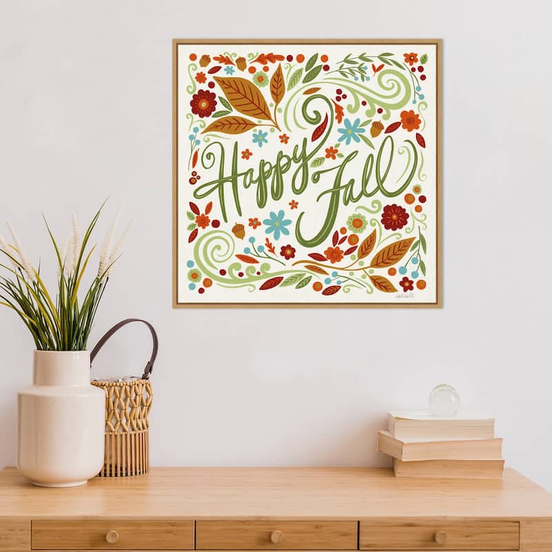 Amanti Art Happy Fall I Framed Canvas Wall Art