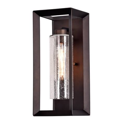 Dark Bronze Finish Outdoor Wall Light with Clear Seeded Glass - Dark Bronze