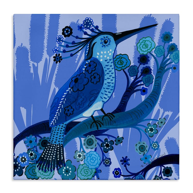 Stupell Folk Style Blue Bird Canvas Wall Art Design By Kay Widdowson - 36 x 36