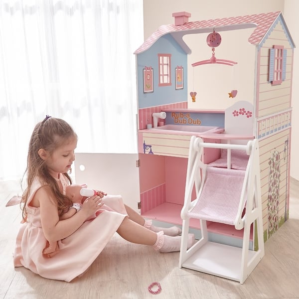 slide 2 of 16, Teamson Kids Pink Baby Nursery Doll House White