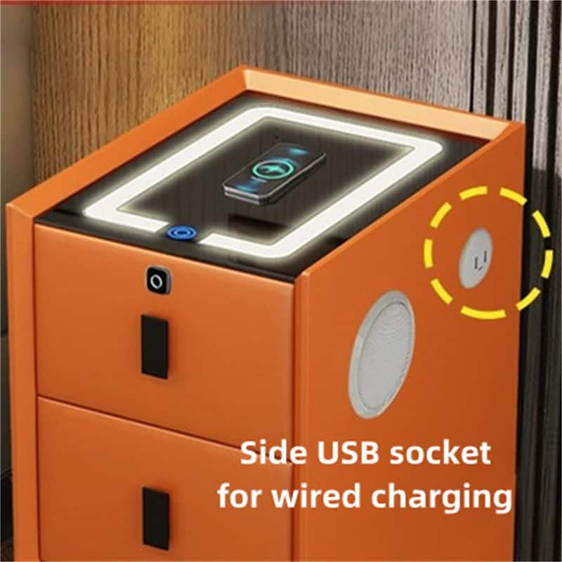 Modern Nightstand Smart with 2 Drawers and Charging Station