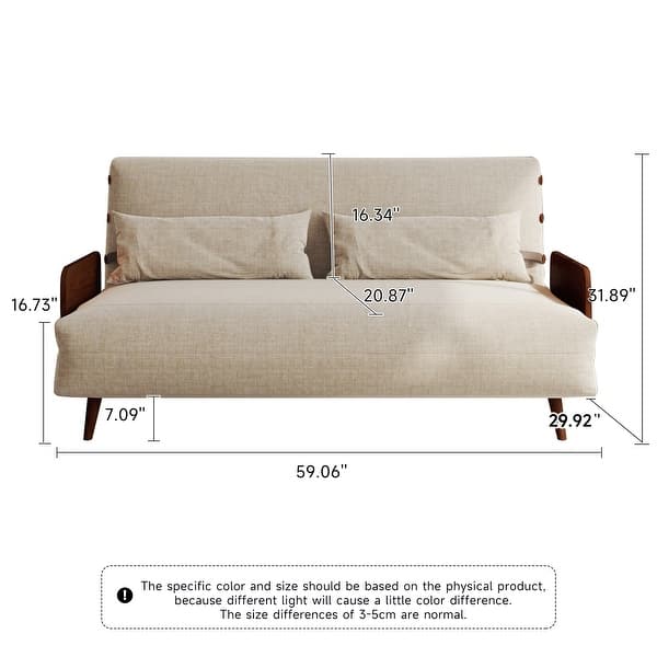dimension image slide 3 of 22, JASIWAY Modern Upholstered Convertible Sofa Bed