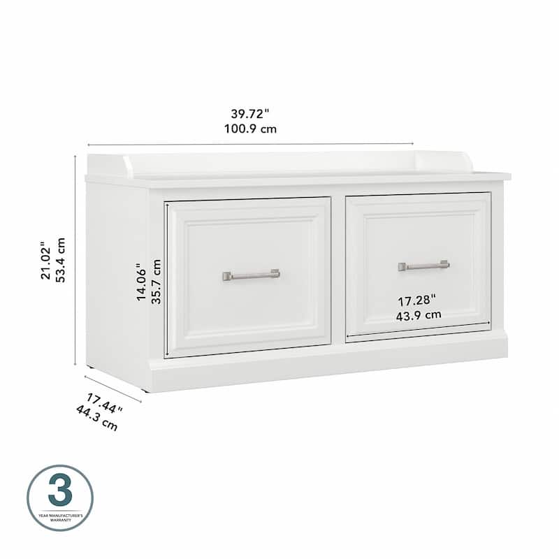 Woodland 40W Shoe Storage Bench with Doors by Bush Furniture