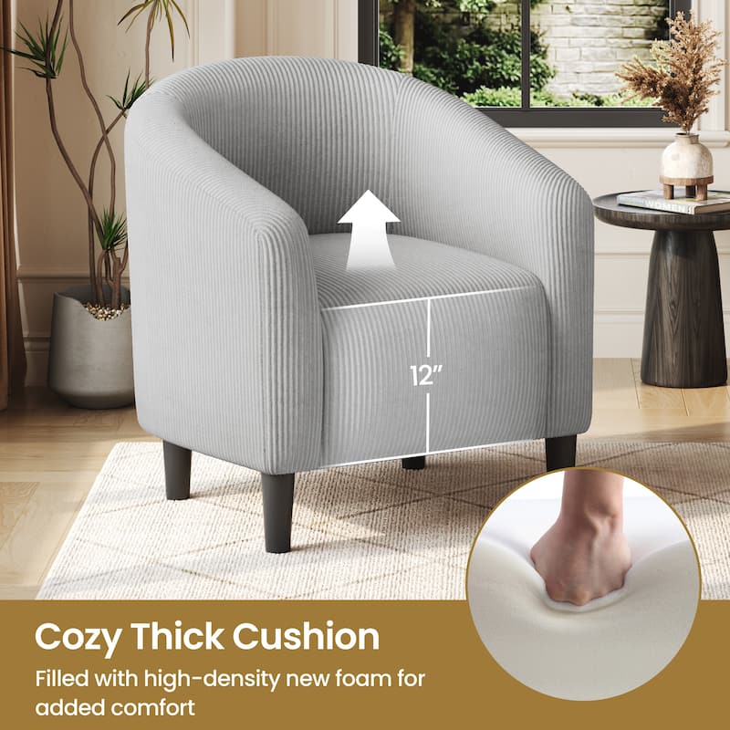 Yaheetech Upholstered Corduroy Fabric Accent Chair Barrel Chair