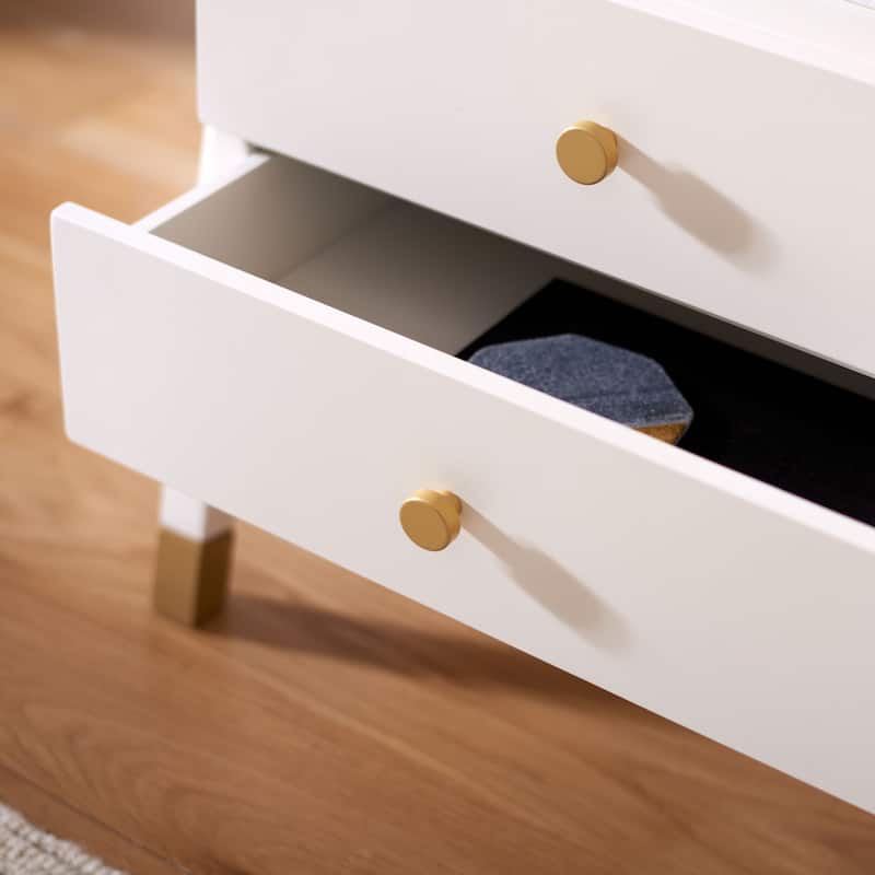 SAFAVIEH Mallaury 2-Drawer 1-Shelf Accent Table - 19" W x 15" L x 24" H - 19Wx15Dx24H - White