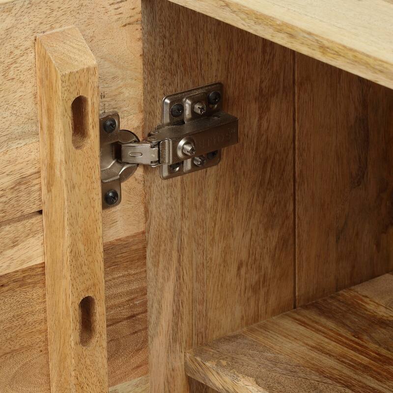 18" Retro Natural Wood Design Nightstand with Small Cabinet