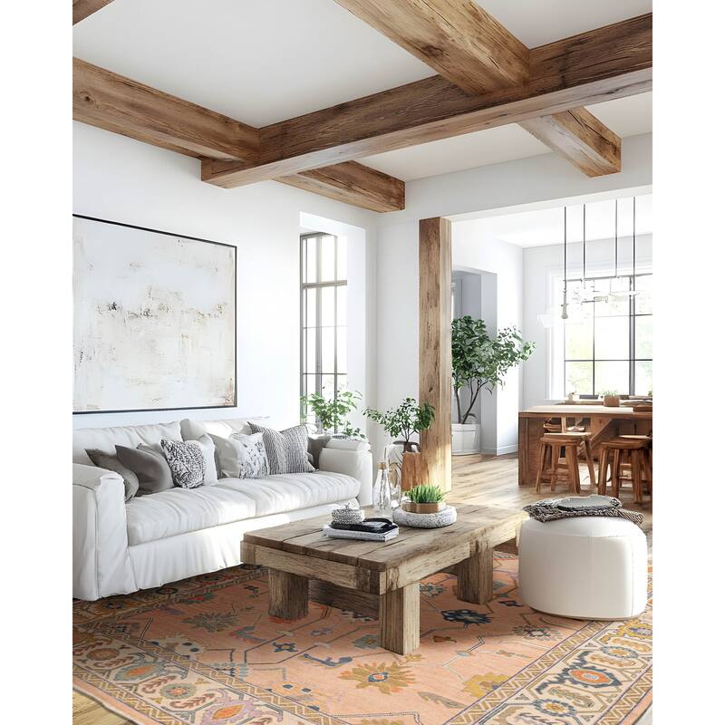 ECARPETGALLERY Hand-knotted Modern Oushak Salmon Wool Rug - 8'11 x 11'9