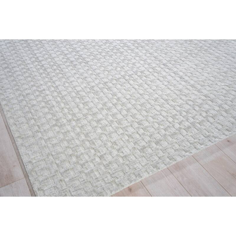 Exquisite Rugs Monroe Silk Handmade Handloomed Bamboo Silk/New Zealand Wool Light Silver Area Rug.