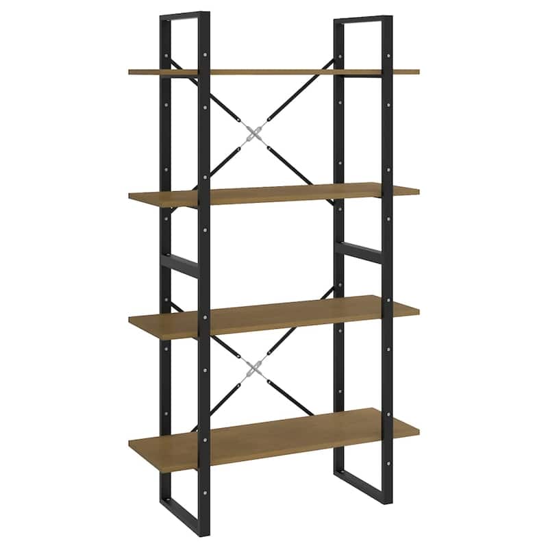 vidaXL 4-Tier Book Cabinet Black 31.5"x11.8"x55.1" Solid Pine Wood