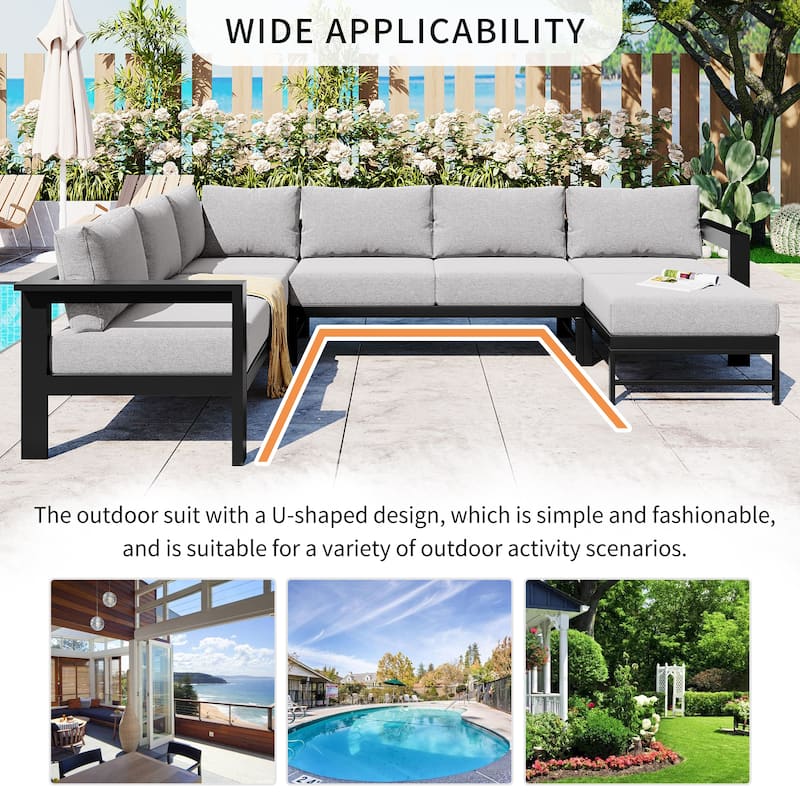 U-shaped Multi-Person Outdoor Sofa Set for Gardens Backyards & Balconies