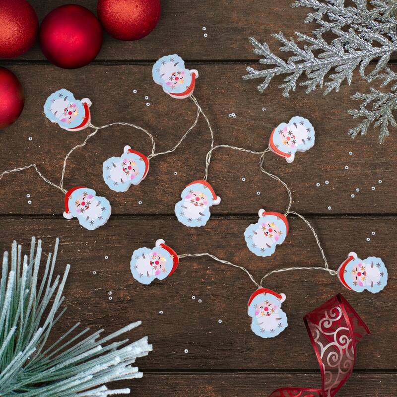 LED Santa Claus Christmas Fairy Lights - 4' Copper Wire - 10ct