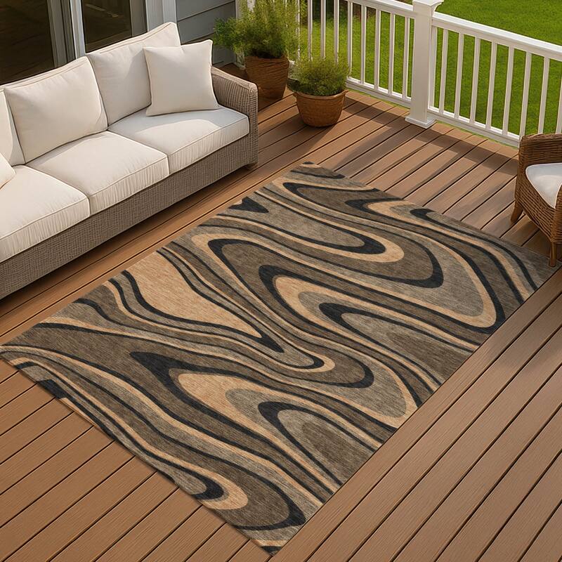 Machine Washable Indoor/ Outdoor Abstract Busey Chantille Rug