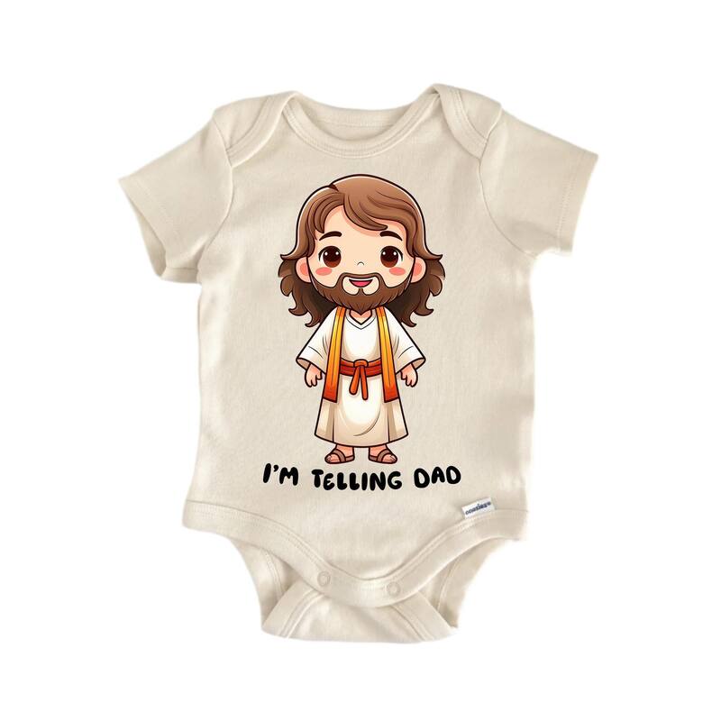 Telling Dad Jesus Religious God Christian - Baby Boy Girl Clothes Bodysuit - White - 6-9M