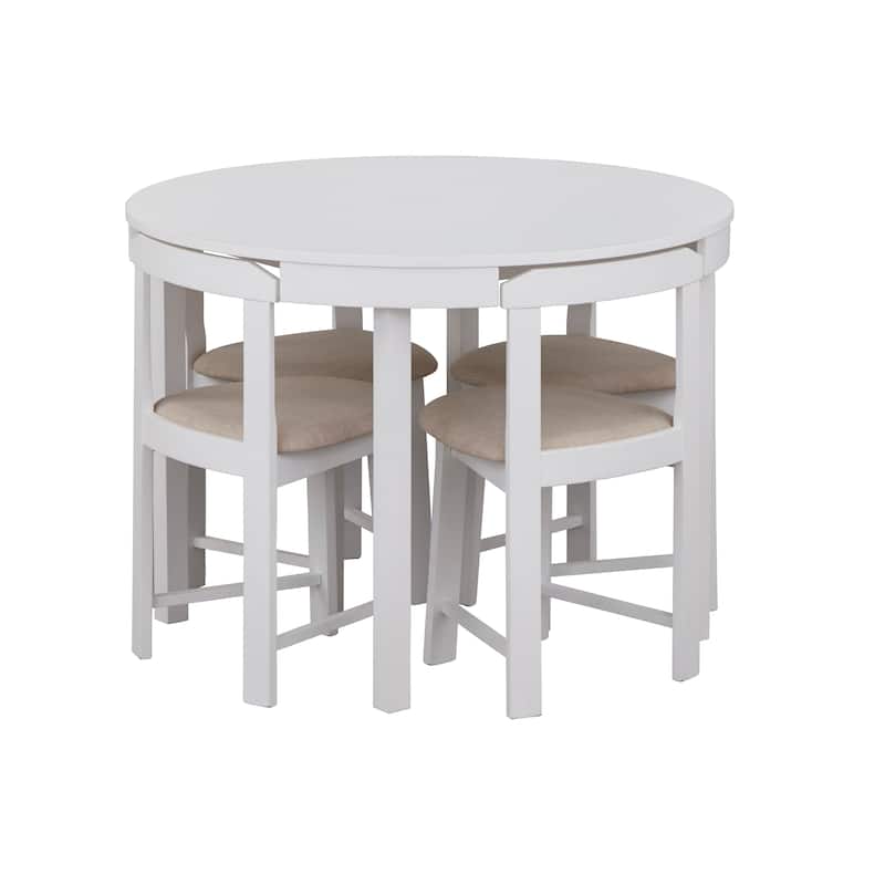 Simple Living Tobey 5-piece Compact Round Dining Set - White