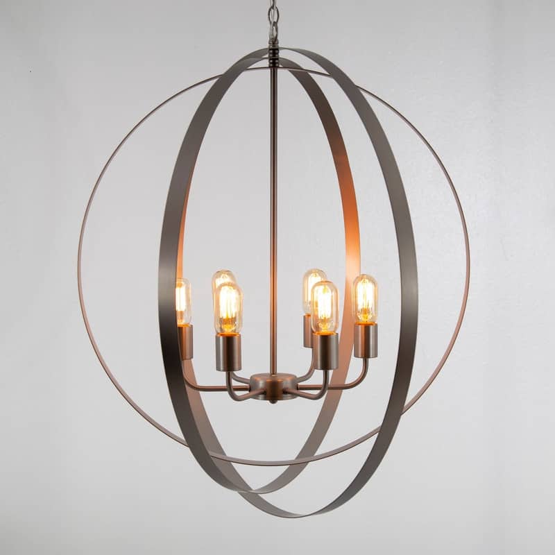 Tira 6-Light Orb Chandelier in Satin Nickel Finish - 29.9 x 29.1 x 27.7
