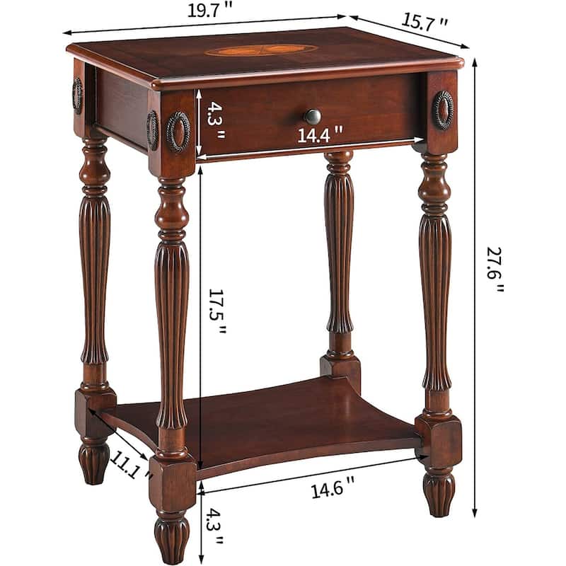 Solid Wood Coffee Table Console Table with Storage Drawer