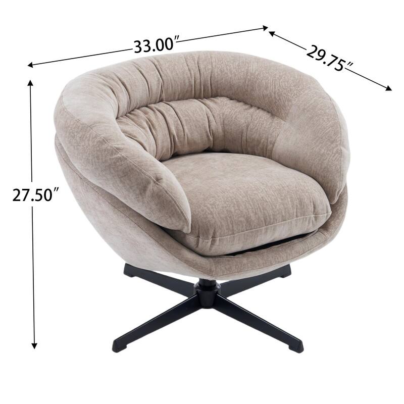 Ergonomic Chenille Office Chair Swivel Chair, Rotating Chair Club Chair Accent Chair with Removable Cushion