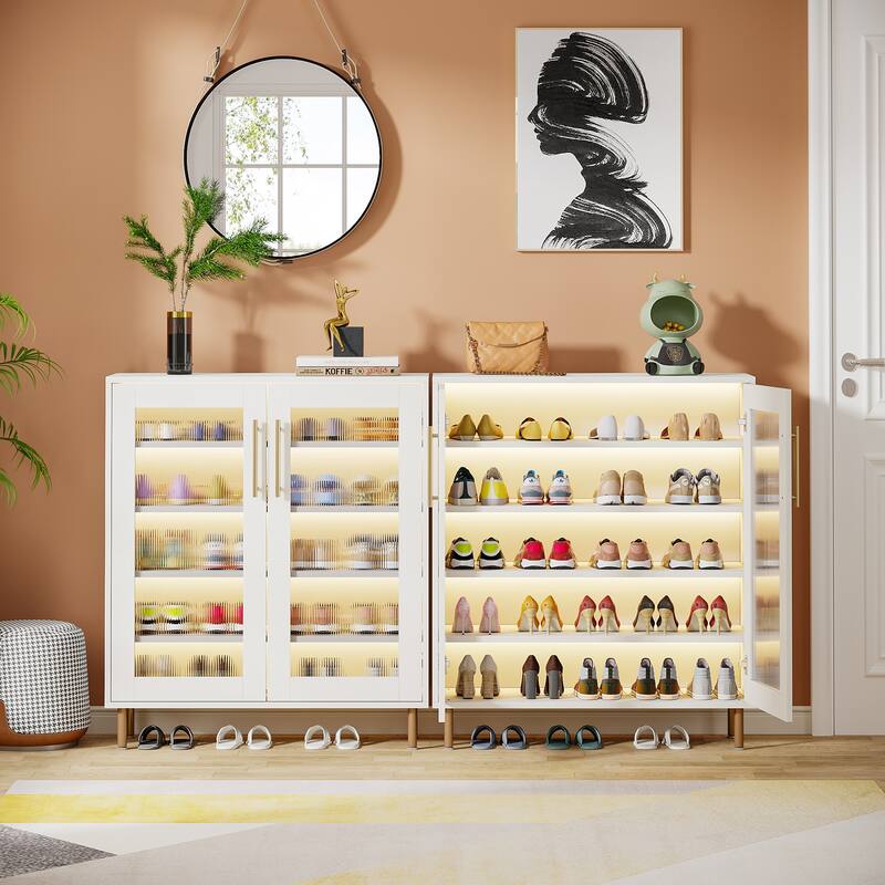 5-Tier Shoe Storage Cabinet with Door and Light
