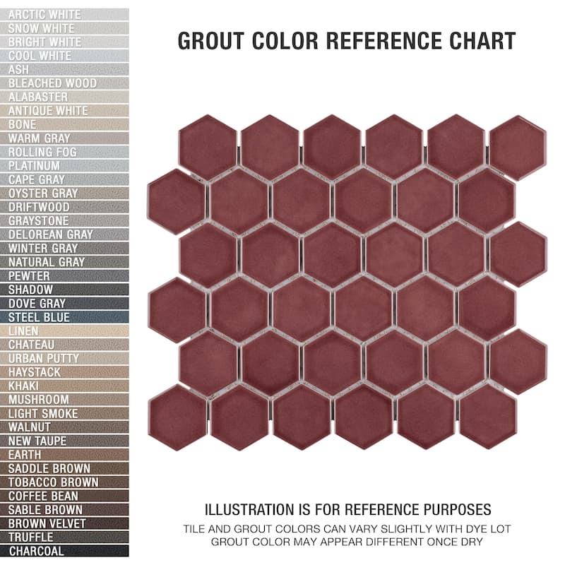 Merola Tile Tribeca 2" Hex Glossy Rusty Red 11-1/8" x 12-5/8" Porcelain Mosaic Floor and Wall Tile