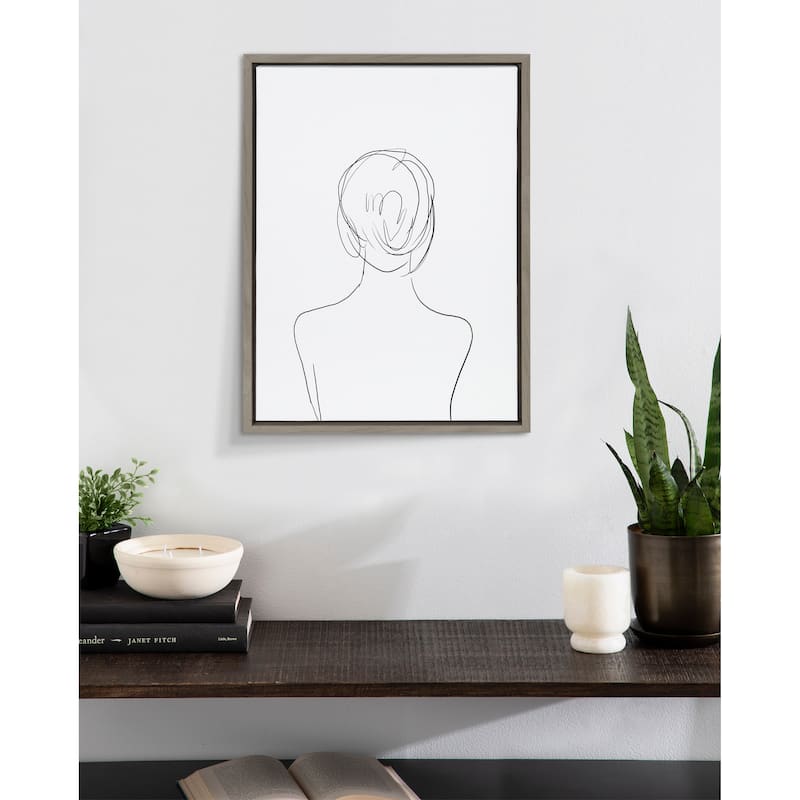 Kate and Laurel Sylvie Minimalist Woman Framed Canvas by Teju Reval
