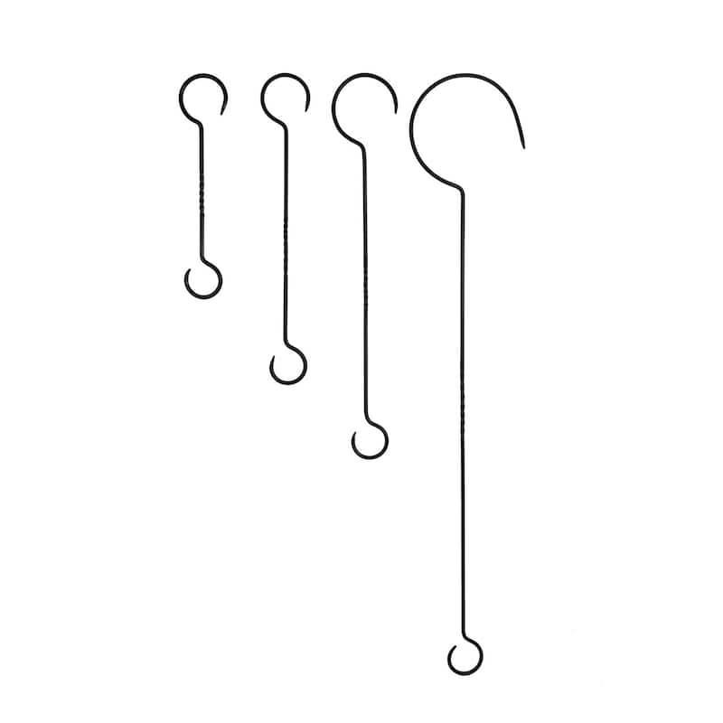Achla Designs 24" L Black Wrought Iron Hook Extenders w/Twist (Set of 2), Powder Coated Finish, Home Accessory