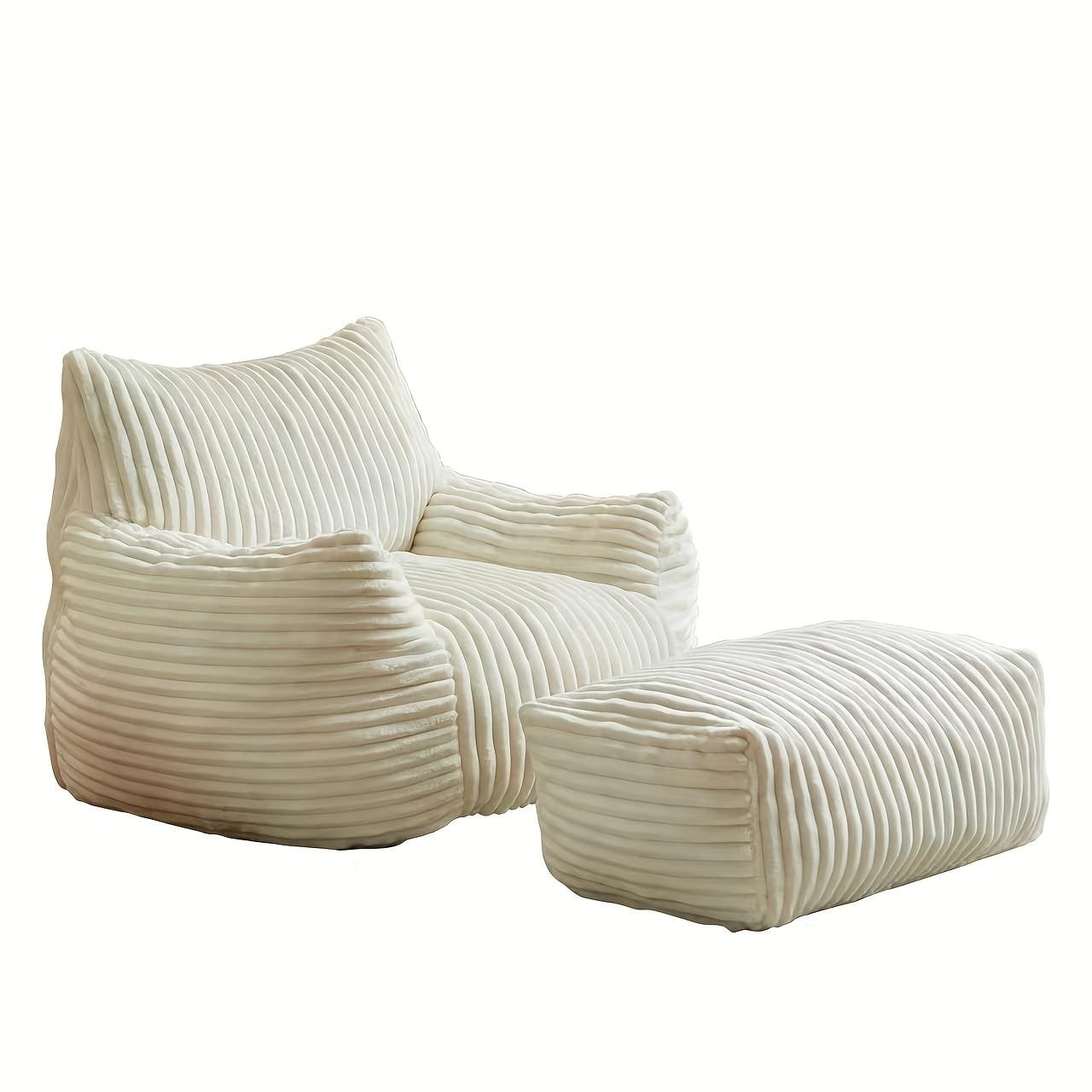 Suede Sofa Chair with Ottoman - Space-Saving "Sofa in a Box" Design​