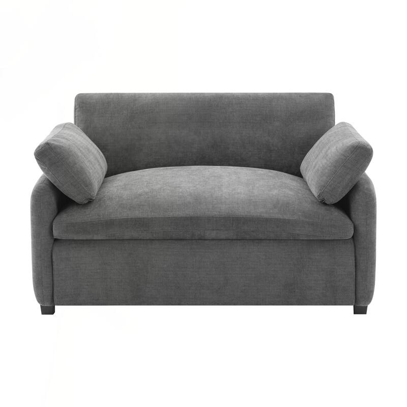 Oversized Chenille Single Sofa Chair,Wide and Deep Seat Accent Chair,Modern Upholstered Comfy Armchair - Grey