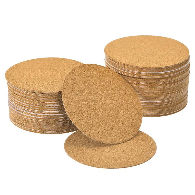 100pcs Self-Adhesive Cork Round, 3.5 inch Cork Backing Sheets Cork Coasters - Brown