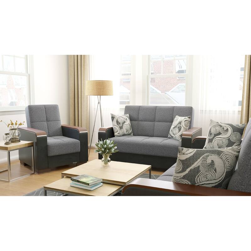 Collection Upholstered Convertible Loveseat With Storage
