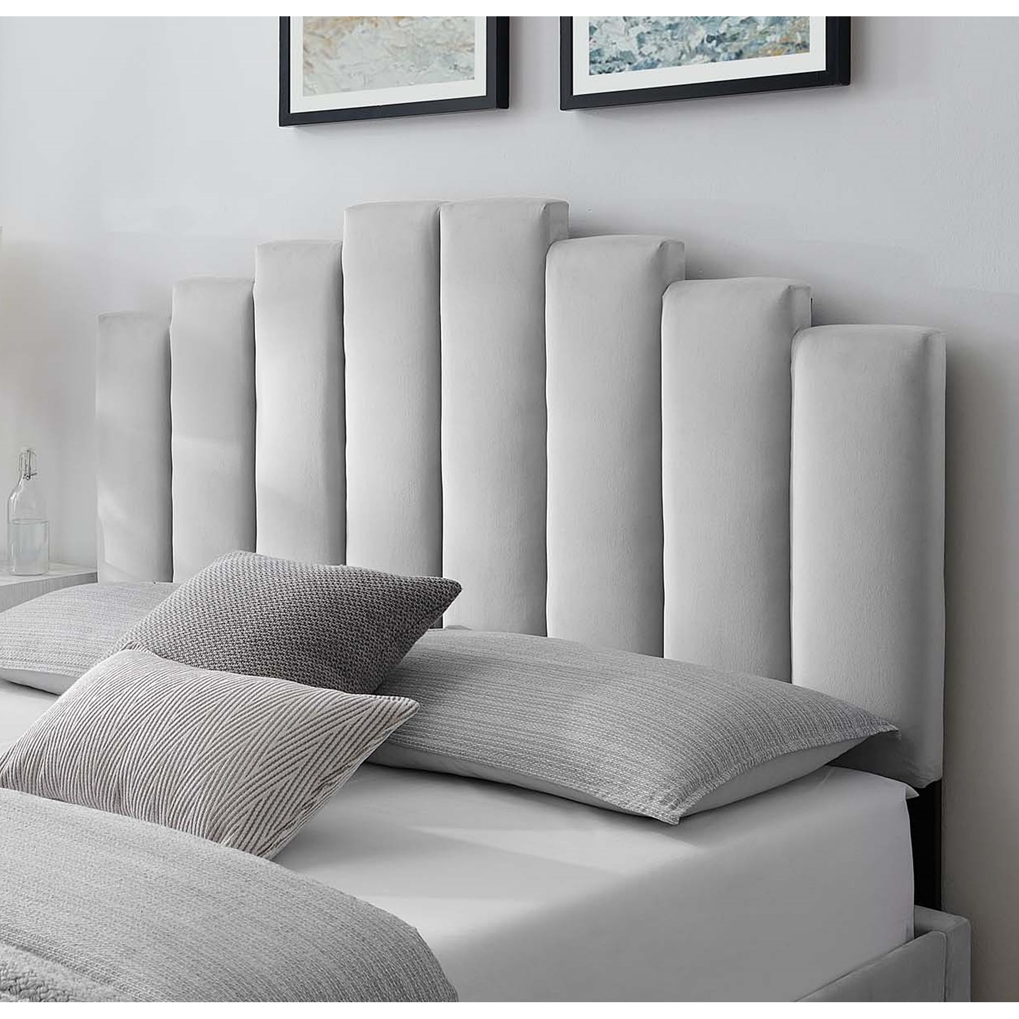Milwaukee Light Grey Velvet Upholstered King/California King Size ...