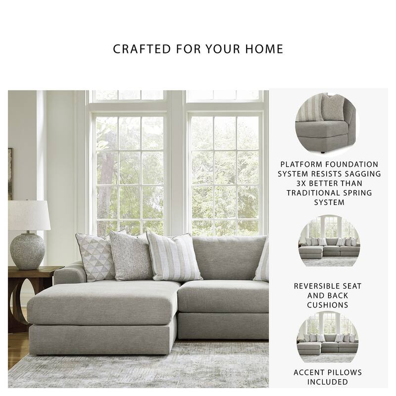 Signature Design by Ashley Avaliyah Gray 3-Piece Sectional with Chaise - 127" W x 68" D x 37" H