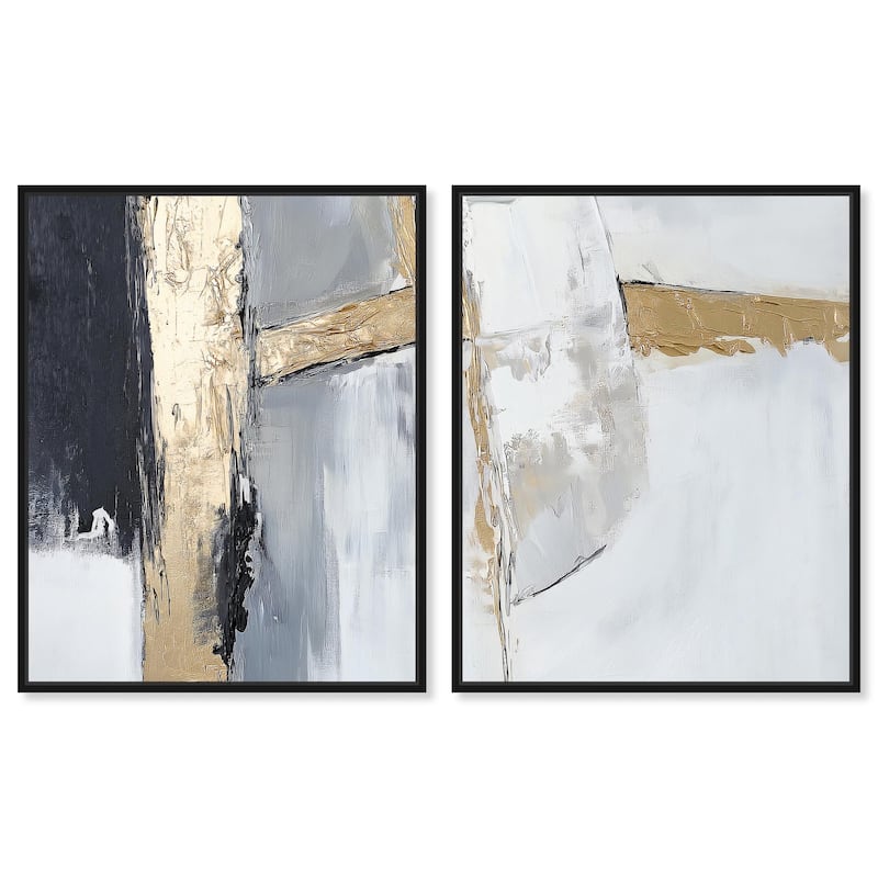 Cracks of Creation II Canvas Set of 2 by Art Remedy - 20" x 24" - Black