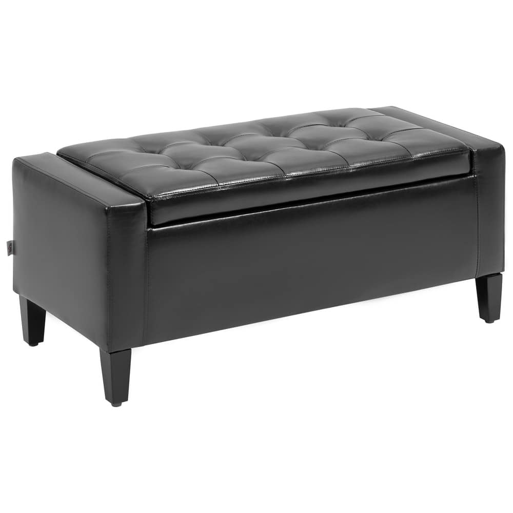 HOMCOM Ottoman Bench Tufted Storage Chest with Flipping Top, 36.25"W x 15.75"D x 15.75"H