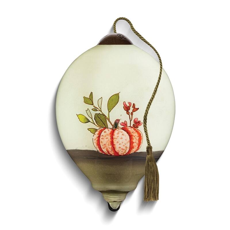 Curata Live Simple Remain Grateful By Suzanne Nicoll Hand-Painted Glass Ornament