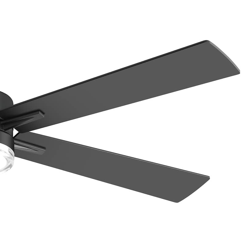 52" Modern Black Reversible 5-Blade Clear Acrylic Lens Ceiling Fan with Light and Remote