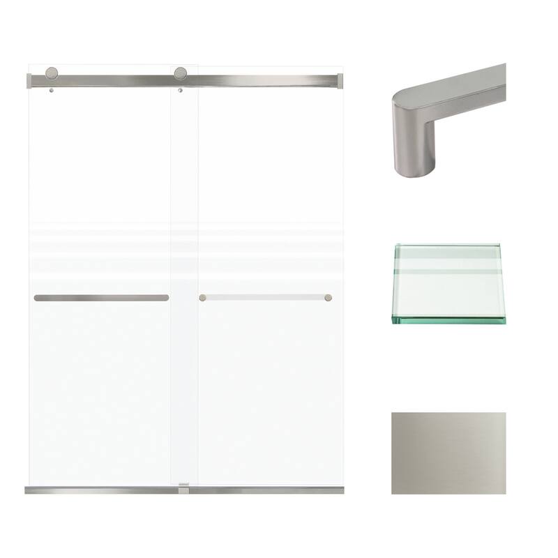 Transolid BRP608008F-R 80" High x 60" Wide Bypass Frameless Shower - Brushed Stainless