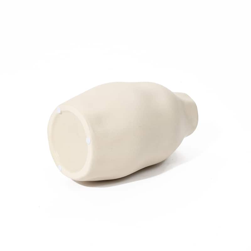 Ivory Ceramic Modern Round Vase (Single)