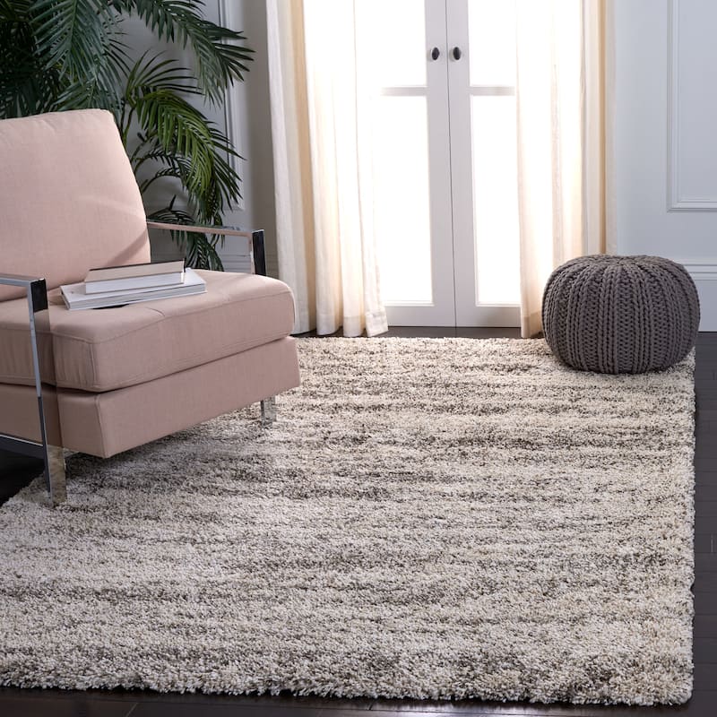 SAFAVIEH Hudson Shag Lulzime Modern Abstract 2-inch Thick Rug - 9' x 12' - Ivory/Grey - Rectangle