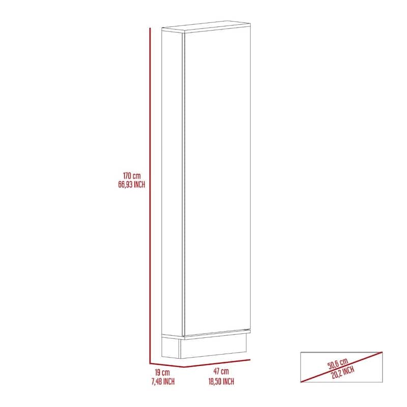 Rectangle Tall Shoe Cabinet with Mirror