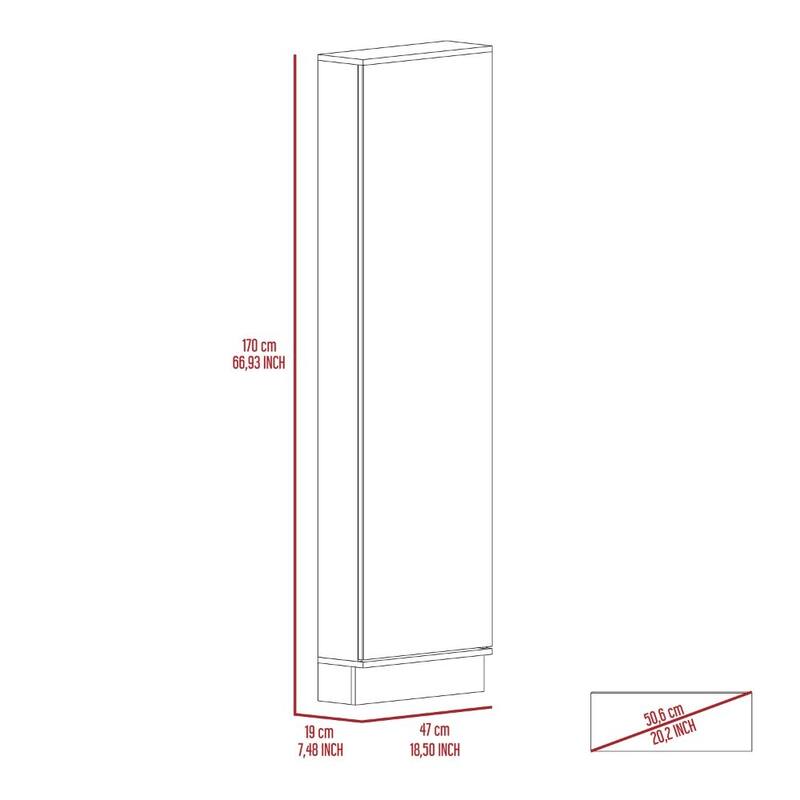 Shoe Rack With Mirror Five Interior Shelves And Single Door Cabinet