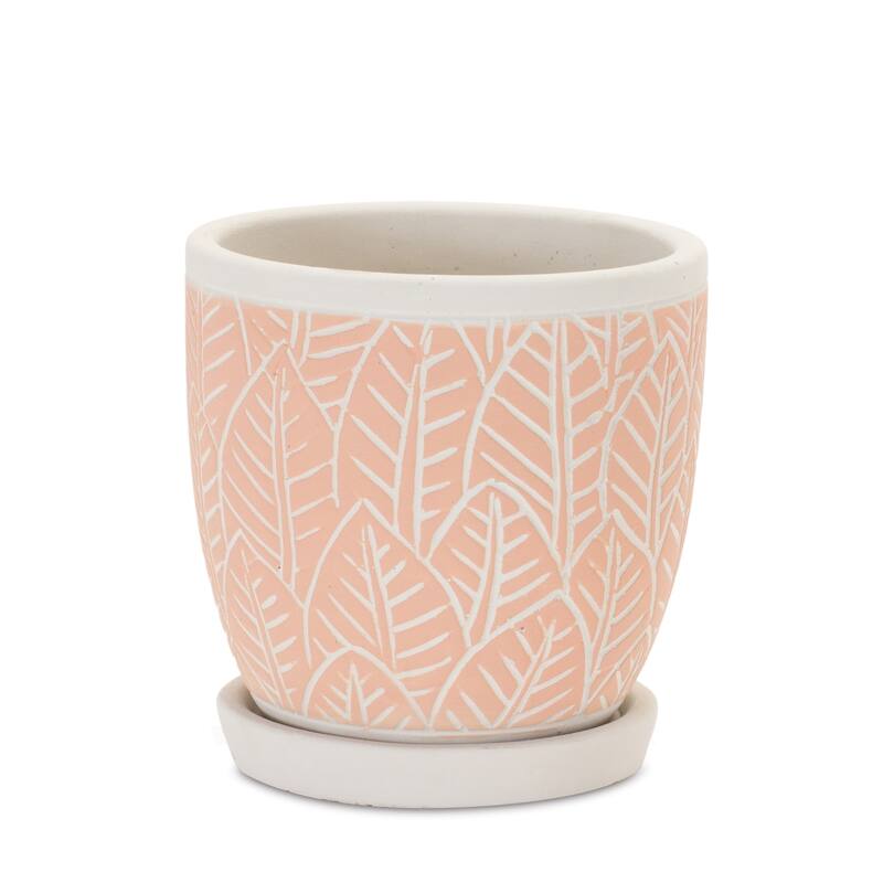 Stone Planter with Plate (Set of 2) - 5 x 5 x 1.5